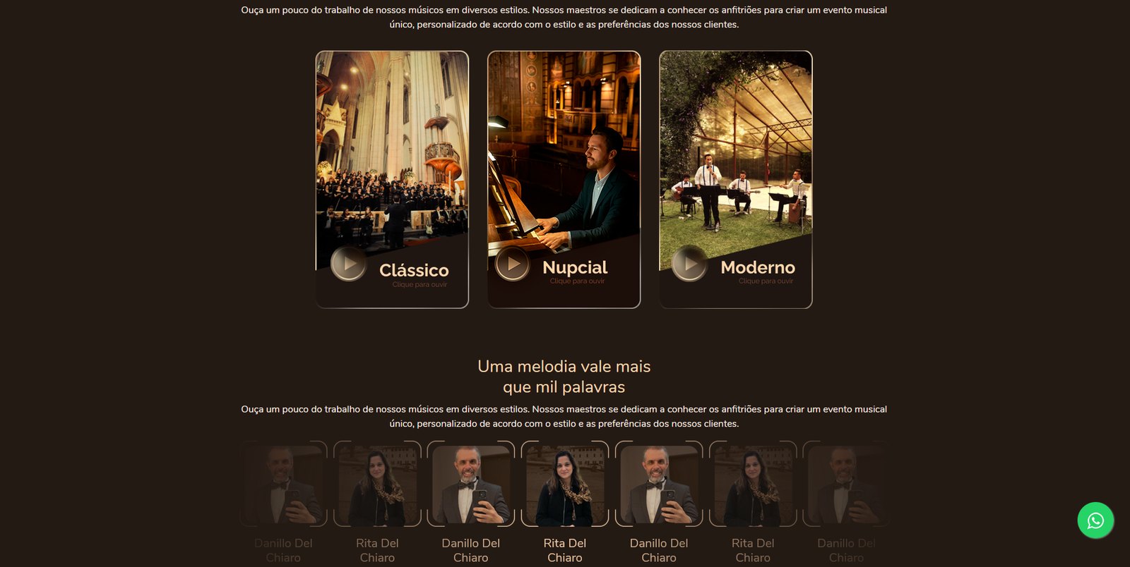 Seleção de estilos musicais do Coral Del Chiaro